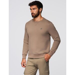 Ombre Classic Men'S Sweatshirt With Round Neckline - Light Brown Hnedá L Ombre Classic Men'S Sweatshirt With Round Neckline - Light Brown Hnedá L