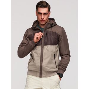Ombre Lightweight Colorful Men'S Sports Jacket With Fleece - Beige And Dark Brown Hnedá L Ombre Lightweight Colorful Men'S Sports Jacket With Fleece - Beige And Dark Brown Hnedá L