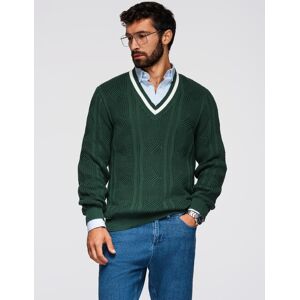 Ombre Men'S Plaid Sweater With Crew Neckline - Green Modrá M Ombre Men'S Plaid Sweater With Crew Neckline - Green Modrá M