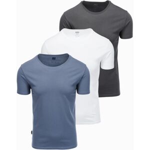 Ombre Basic Men'S Cotton Shirt Set With Round Neckline - White/graphite/blue Denim Modrá Xxl Ombre Basic Men'S Cotton Shirt Set With Round Neckline - White/graphite/blue Denim Modrá Xxl