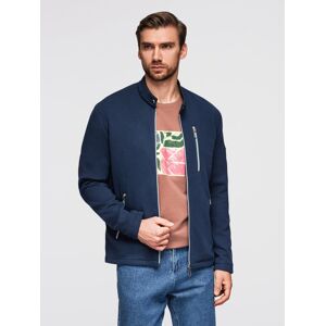 Ombre Structured Men'S Biker Jacket With Stand-Up Collar - Dark Blue Modrá Xl Ombre Structured Men'S Biker Jacket With Stand-Up Collar - Dark Blue Modrá Xl
