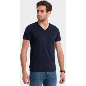 Ombre Basic Men'S Classic Cotton T-Shirt With A Crew Neckline - Navy Blue Čierna M Ombre Basic Men'S Classic Cotton T-Shirt With A Crew Neckline - Navy Blue Čierna M