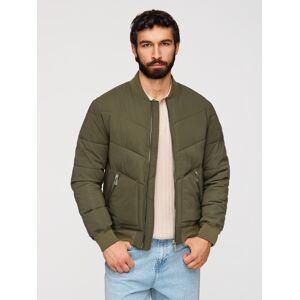 Ombre Men'S Quilted Bomber Jacket With Metal Zippers - Dark Olive Green Kaki M Ombre Men'S Quilted Bomber Jacket With Metal Zippers - Dark Olive Green Kaki M