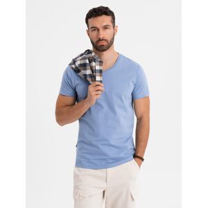 Ombre Basic Men'S Classic Cotton T-Shirt With A Serape Neckline - Blue Svetlomodrá Xl Ombre Basic Men'S Classic Cotton T-Shirt With A Serape Neckline - Blue Svetlomodrá Xl
