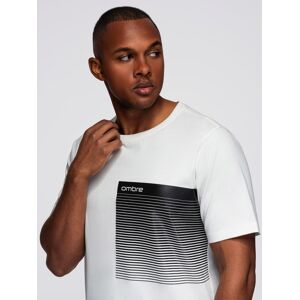 Ombre Men'S Cotton T-Shirt With Graphic Print - White Čierna Xxl Ombre Men'S Cotton T-Shirt With Graphic Print - White Čierna Xxl