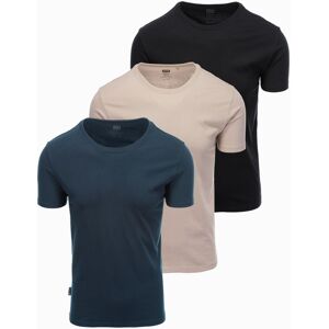 Ombre Set Of Men'S Basic Cotton Shirts With Round Neckline - Black/gray/sand Modrá S Ombre Set Of Men'S Basic Cotton Shirts With Round Neckline - Black/gray/sand Modrá S