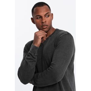 Ombre Washed Men'S Pullover With A V-Neck - Black Čierna Xxl Ombre Washed Men'S Pullover With A V-Neck - Black Čierna Xxl
