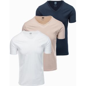 Ombre Basic Men'S Cotton V-Neck T-Shirt Set - White/sand/green Šedá Xxl Ombre Basic Men'S Cotton V-Neck T-Shirt Set - White/sand/green Šedá Xxl