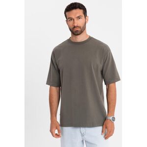 Ombre Men'S Loose Fit Cotton T-Shirt With Round Neckline - Dark Olive Hnedá S Ombre Men'S Loose Fit Cotton T-Shirt With Round Neckline - Dark Olive Hnedá S