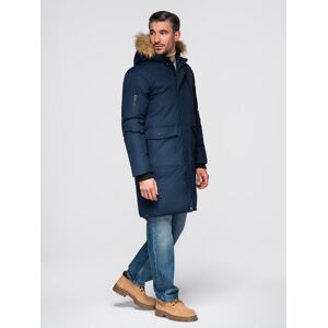 Ombre Alaskan Men'S Winter Jacket With Detachable Fur From The Hood - Navy Blue Čierna L Ombre Alaskan Men'S Winter Jacket With Detachable Fur From The Hood - Navy Blue Čierna L