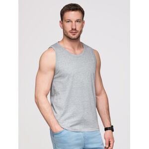 Ombre Pánske Bavlnené Tielko Basic - Šedý Melír Šedá S Ombre Pánske Bavlnené Tielko Basic - Šedý Melír Šedá S