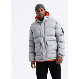 Ombre Men'S Sports Warm Jacket With Double Hood - Grey Šedá M Ombre Men'S Sports Warm Jacket With Double Hood - Grey Šedá M