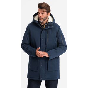 Ombre Men'S Long Parka Sherpa Jacket – Navy Blue Modrá M Ombre Men'S Long Parka Sherpa Jacket – Navy Blue Modrá M