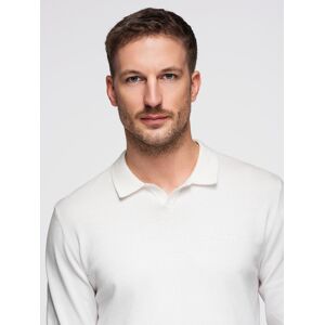 Ombre Men'S Polo Sweater With Embroidery On Chest - White Modrá S Ombre Men'S Polo Sweater With Embroidery On Chest - White Modrá S