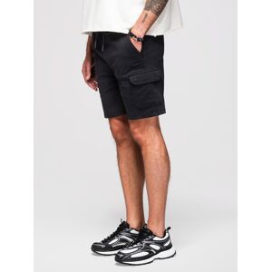 Ombre Men'S Cotton Cargo Shorts With Elastic Waistband - Black Čierna L Ombre Men'S Cotton Cargo Shorts With Elastic Waistband - Black Čierna L