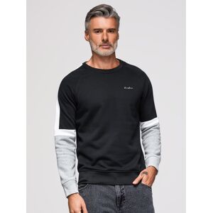 Ombre Tri-Color Men'S Sweatshirt With Raglan Sleeves - Black Čierna L Ombre Tri-Color Men'S Sweatshirt With Raglan Sleeves - Black Čierna L