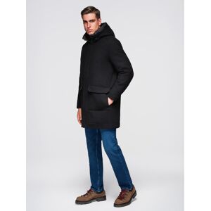 Ombre Men'S Parka Coat With Wool And Hood - Black Čierna Xl Ombre Men'S Parka Coat With Wool And Hood - Black Čierna Xl