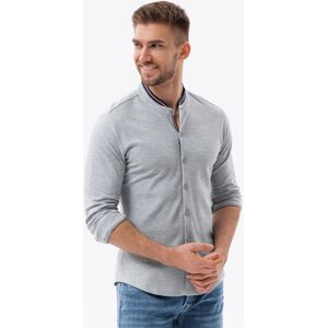 Ombre Men'S Cotton Slim Fit Shirt With Collared Collared Shirt - Grey Šedá Xxl Ombre Men'S Cotton Slim Fit Shirt With Collared Collared Shirt - Grey Šedá Xxl