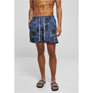 Urban Classics Patterned Swimsuit Shorts With Navy Scarf Aop Modrá M Urban Classics Patterned Swimsuit Shorts With Navy Scarf Aop Modrá M