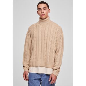 Urban Classics Boxes Roll Neck Sweater Wet Sand Krémová M Urban Classics Boxes Roll Neck Sweater Wet Sand Krémová M