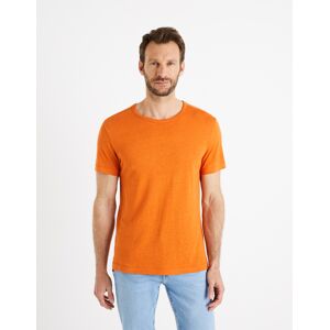 Oranžové Pánske Ľanové Tričko Celio Delinja Oranžová M Oranžové Pánske Ľanové Tričko Celio Delinja Oranžová M