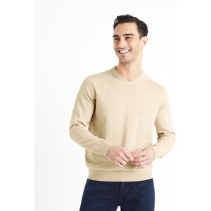 Béžový Pánsky Basic Sveter Celio Decotonv Krémová S Béžový Pánsky Basic Sveter Celio Decotonv Krémová S
