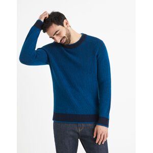 Čierno-Modrý Pánsky Sveter S Prímesou Vlny Celio Modrá S Čierno-Modrý Pánsky Sveter S Prímesou Vlny Celio Modrá S
