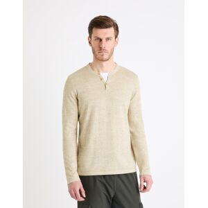 Celio Sweater Henley Gelano - Men'S Krémová L Celio Sweater Henley Gelano - Men'S Krémová L
