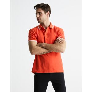 Celio Polo T-Shirt Beline Pique - Men'S Tmavočervená S Celio Polo T-Shirt Beline Pique - Men'S Tmavočervená S