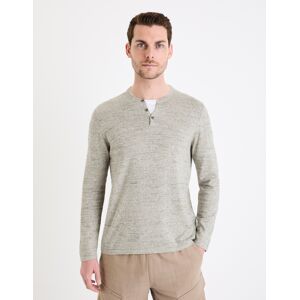 Celio Sweater Henley Gelano - Men'S Šedá L Celio Sweater Henley Gelano - Men'S Šedá L