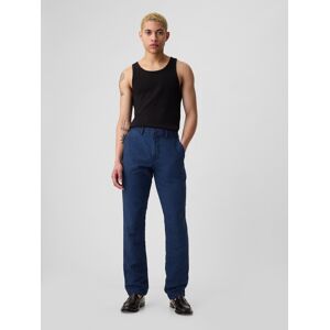 Tmavomodré Pánske Ľanové Slim Fit Nohavice Gap Modrá 36x34 Tmavomodré Pánske Ľanové Slim Fit Nohavice Gap Modrá 36x34
