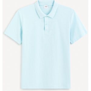 Tyrkysové Pánske Basic Polo Tričko Celio Feflame Biela S Tyrkysové Pánske Basic Polo Tričko Celio Feflame Biela S
