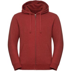 Men'S Authentic Melange Zipped Hooded Sweat Russell Tmavočervená Xs Men'S Authentic Melange Zipped Hooded Sweat Russell Tmavočervená Xs