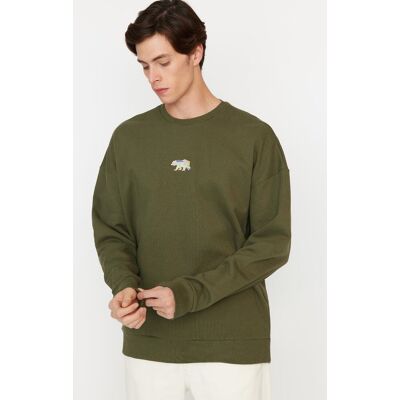 Trendyol Tmavomodrá Oversize/voľný Strih S Vyšívaným Zvieracím Vzorom Fleecová Mikina Kaki Xs Trendyol Tmavomodrá Oversize/voľný Strih S Vyšívaným Zvieracím Vzorom Fleecová Mikina Kaki Xs
