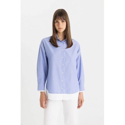 Defacto Relax Fit Striped Poplin Long Sleeve Shirt Tunic Biela S Defacto Relax Fit Striped Poplin Long Sleeve Shirt Tunic Biela S