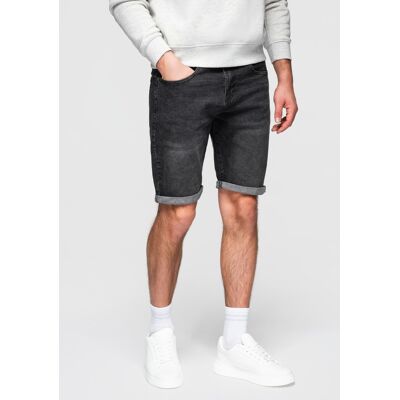 Ombre Men'S Denim Shorts With Rolled Up Leg - Black Čierna L Ombre Men'S Denim Shorts With Rolled Up Leg - Black Čierna L