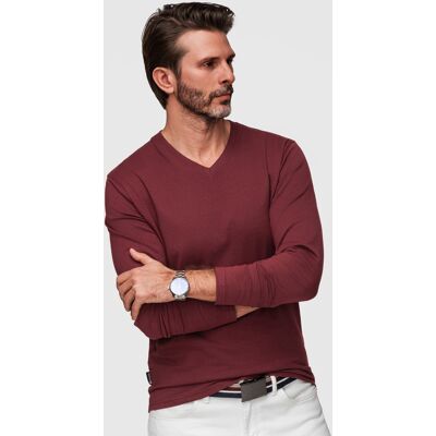 Ombre Men'S Unprinted Longsleeve With A Crew Neckline - Maroon Tmavočervená L Ombre Men'S Unprinted Longsleeve With A Crew Neckline - Maroon Tmavočervená L