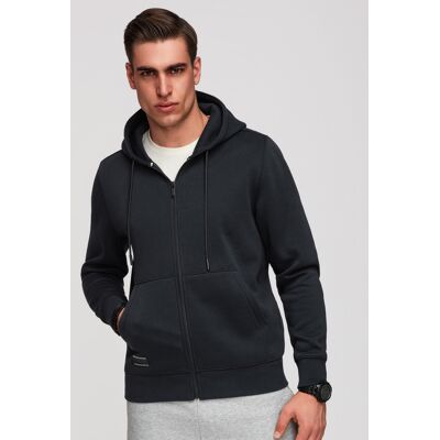Ombre Men'S Unbuttoned Basic Sweatshirt - Black Čierna L Ombre Men'S Unbuttoned Basic Sweatshirt - Black Čierna L