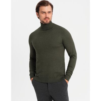 Ombre Men'S Knitted Turtleneck With Viscose - Dark Grey Kaki Xl Ombre Men'S Knitted Turtleneck With Viscose - Dark Grey Kaki Xl