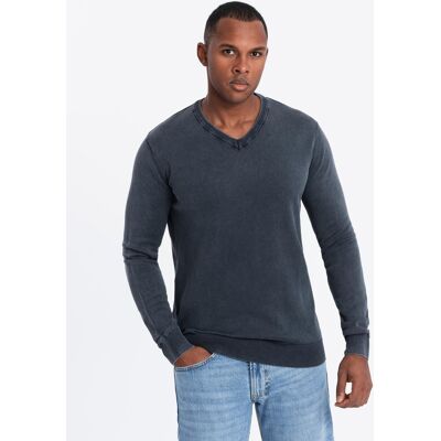 Sveter Pre Mužov S V-Výstrihom Ombre Washed - Tmavomodrý Šedá Xl Sveter Pre Mužov S V-Výstrihom Ombre Washed - Tmavomodrý Šedá Xl
