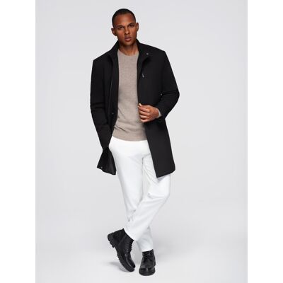 Ombre Fitted Structured Men'S High Collar Coat - Black Čierna Xl Ombre Fitted Structured Men'S High Collar Coat - Black Čierna Xl