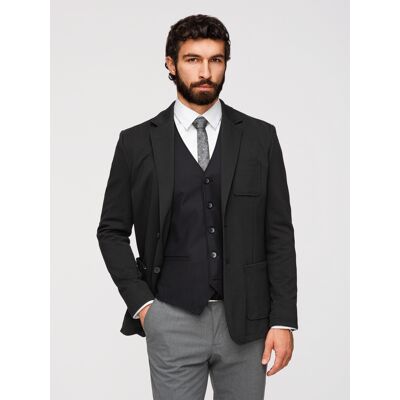 Ombre Men'S Slim Knit Jacket With Subtle Texture - Black Čierna Xl Ombre Men'S Slim Knit Jacket With Subtle Texture - Black Čierna Xl