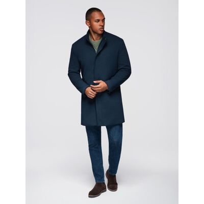 Ombre Men'S Tailored Structured Coat With High Collar - Navy Blue Modrá S Ombre Men'S Tailored Structured Coat With High Collar - Navy Blue Modrá S