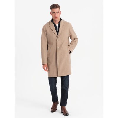 Ombre Men'S Lightweight Single-Breasted Coat - Beige Modrá Xxl Ombre Men'S Lightweight Single-Breasted Coat - Beige Modrá Xxl