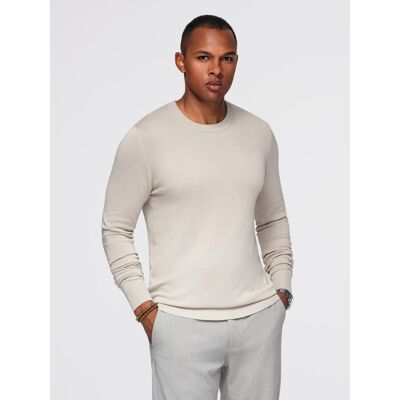 Ombre Men'S Sweater With Round Neckline In Stretch Knit With Classic Weave - Beige Šedá M Ombre Men'S Sweater With Round Neckline In Stretch Knit With Classic Weave - Beige Šedá M