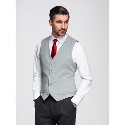 Ombre Fitted Structured Men'S Vest With Patch Pockets - Grey Melange Šedá Xl Ombre Fitted Structured Men'S Vest With Patch Pockets - Grey Melange Šedá Xl