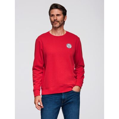 Ombre Men'S Non-Stretch Sweatshirt With College Style Patch - Red Červená Xl Ombre Men'S Non-Stretch Sweatshirt With College Style Patch - Red Červená Xl