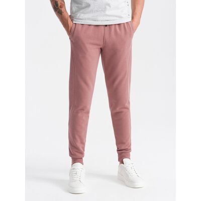 Ombre Men'S Basic Cotton Jogger Sweatpants - Dark Pink Ružová L Ombre Men'S Basic Cotton Jogger Sweatpants - Dark Pink Ružová L