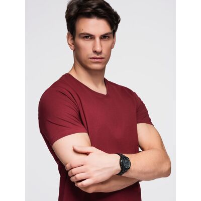Ombre Basic Men'S Cotton Classic Tee Shirt With A V-Neck - Maroon Tmavočervená Xxl Ombre Basic Men'S Cotton Classic Tee Shirt With A V-Neck - Maroon Tmavočervená Xxl