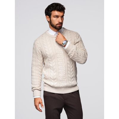 Ombre Elegant Men'S Sweater With Interesting Weave - Ecru Hnedá Xxl Ombre Elegant Men'S Sweater With Interesting Weave - Ecru Hnedá Xxl